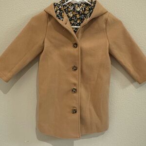 Kids Tan Coat with Floral Lining